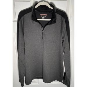 Hawke & Co Men's Size XL Pullover Sweater Quarter Zip Pro Flex Cotton Black Gray